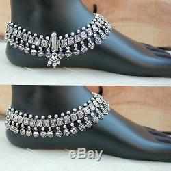 Fashion Anklet Foot Pairs Women 925 Sterling Silver Traditional Vintage Handmade