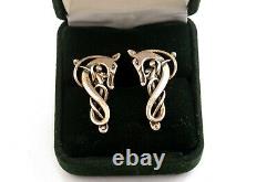 Fine Pair Vintage Ola Gorie OMG Silver Finnish Beast Stud Earrings