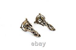 Fine Pair Vintage Ola Gorie OMG Silver Finnish Beast Stud Earrings