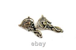 Fine Pair Vintage Ola Gorie OMG Silver Finnish Beast Stud Earrings