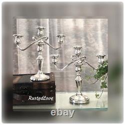 Fisher Sterling Candelabras Twisted Convertible Vintage 3 Arm #305 Rare Pair