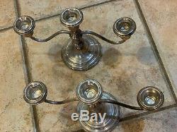 Frank Whiting Sterling Silver 238 Pair Set 3 Candle Candleabra Weighted Vintage