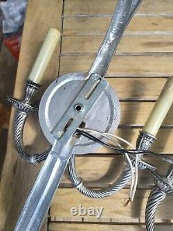 French Louis XVI Style Solid Brass Wall Sconces Ribbon Knot Tassel Vintage Spain