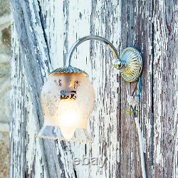 French Vintage 1950s Pair of Wall Sconce Lights Chrome with Etched Glass Shades