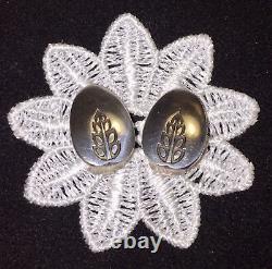 GEORG JENSEN Vtg Pair St Silver Floral Clip EARRINGS #113 by Gundorph ALBERTUS