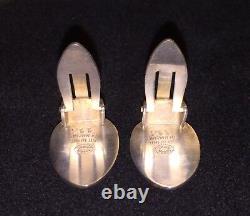 GEORG JENSEN Vtg Pair St Silver Floral Clip EARRINGS #113 by Gundorph ALBERTUS