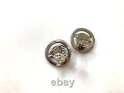 GIANNI VERSACE VINTAGE'90s ICONIC MEDUSA PAIR EARRINGS GREEK ROUND SILVER ITALY