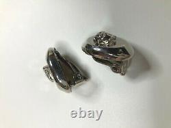 GIANNI VERSACE VINTAGE'90s MEDUSA HEAD RELIEF EARRINGS OVAL PAIR SILVER ITALY