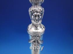 German Silver Candlesticks Pair Figural Bacchus Ribbon Swags Vintage (#6920)