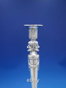 German Silver Candlesticks Pair Figural Bacchus Ribbon Swags Vintage (#6920)