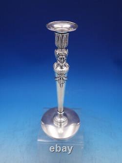 German Silver Candlesticks Pair Figural Bacchus Ribbon Swags Vintage (#6920)