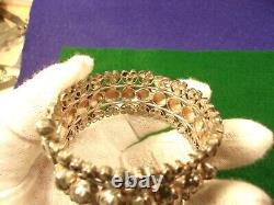 Gorgeous Old Vtg Antique Pair Of Sterling Silver Middle Eastern Tribal Bangles