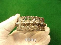 Gorgeous Old Vtg Antique Pair Of Sterling Silver Middle Eastern Tribal Bangles