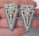 Gorgeous Pair Art Deco Vintage Blue & Crystal Rhinestone Dress Clips Brooch