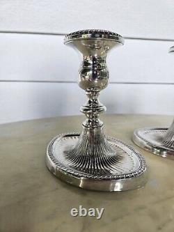 Gorgeous Pair Vintage Fisher Sterling Silver 885 Candlesticks