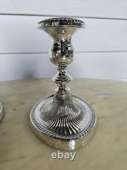 Gorgeous Pair Vintage Fisher Sterling Silver 885 Candlesticks