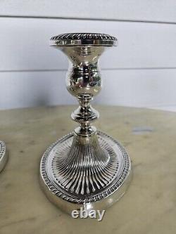 Gorgeous Pair Vintage Fisher Sterling Silver 885 Candlesticks