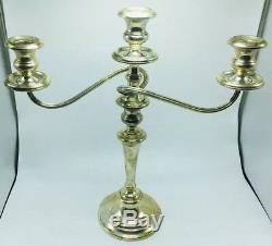 Gorham Pair Vintage Sterling Silver 3 Light Heavy Large Candelabra Candlesticks