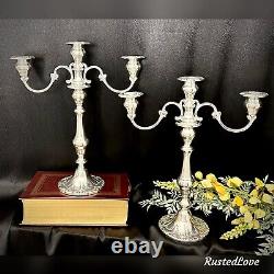 Gorham Sterling Silver Candelabra Chantilly-Duchess Vintage 3 Light A Pair