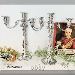 Gorham Sterling Silver Candelabra Chantilly-Duchess Vintage 3 Light A Pair