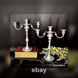 Gorham Sterling Silver Candelabra Chantilly-Duchess Vintage 3 Light A Pair