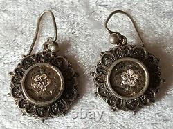 Hallmarked silver vintage Victorian antique pair of dangly earrings