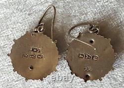 Hallmarked silver vintage Victorian antique pair of dangly earrings