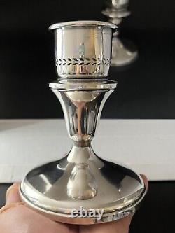 Hamilton Sterling Silver Candlesticks Holders 370 Weighted 825 Grams Pair Vtg