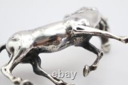 Heavy Vintage Continental Silver Pair of Running Horse Figurines Stamped 835