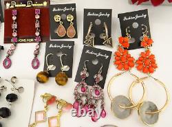 Huge Lot of Vintage To Now Earrings Pierced Clip-On Rhinestone Some Signed Monet