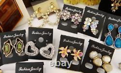 Huge Lot of Vintage To Now Earrings Pierced Clip-On Rhinestone Some Signed Monet