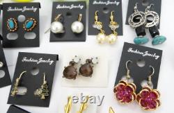 Huge Lot of Vintage To Now Earrings Pierced Clip-On Rhinestone Some Signed Monet