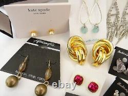 Huge Lot of Vintage To Now Earrings Pierced Clip-On Rhinestone Some Signed Monet