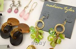 Huge Lot of Vintage To Now Earrings Pierced Clip-On Rhinestone Some Signed Monet