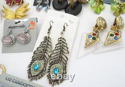 Huge Lot of Vintage To Now Earrings Pierced Clip-On Rhinestone Some Signed Monet
