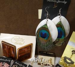 Huge Lot of Vintage To Now Earrings Pierced Clip-On Rhinestone Some Signed Monet