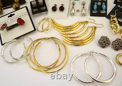 Huge Lot of Vintage To Now Earrings Pierced Clip-On Rhinestone Some Signed Monet