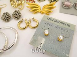 Huge Lot of Vintage To Now Earrings Pierced Clip-On Rhinestone Some Signed Monet