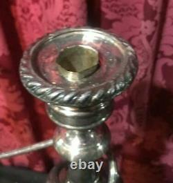 Impressive Pair Vintage Antique 22 Silver Plate 3 Light Candelabra Candlestick