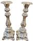 Impressive Vintage Pair Of Silver Plated English Gadroon Footed Candlesticks