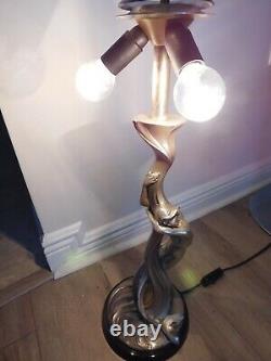 Italy Argenti Mid Century Vintage Art Deco Silver entwined Mermaids pair LAMPS