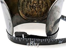 J Th S Denmark Cuff Bracelets Pair of Silver Plate Hammered Repousse Signed VTG