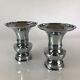 Japanese Buddhist Altar Fitting Flower Vase Stand Pair Vtg Silver Bu770