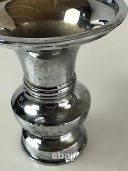 Japanese Buddhist Altar Fitting Flower Vase Stand Pair Vtg Silver BU770