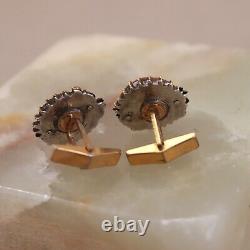 Japanese Menuki Dragon Cufflinks Sterling Silver Mount Vintage Meiji Gilt Bronze