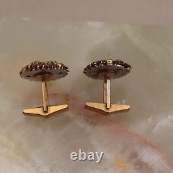 Japanese Menuki Dragon Cufflinks Sterling Silver Mount Vintage Meiji Gilt Bronze