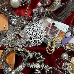 Jewelry Box Lot Lg VTG-CONTEMP clear & White Selection Of Jewels Variety &Value