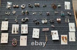 LARGE Vintage Sterling Silver Jewelry Lot / 44 pairs earrings