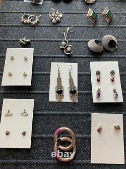 LARGE Vintage Sterling Silver Jewelry Lot / 44 pairs earrings