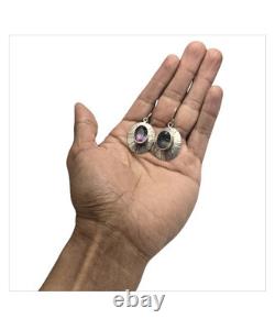 LUMINOUS VINTAGE NAVAJO STERLING SILVER Mystic Topaz EARRINGS